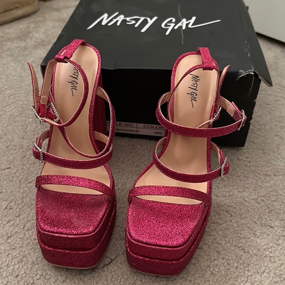 Glitter Strappy Platform Heel - Picture 1 of 3